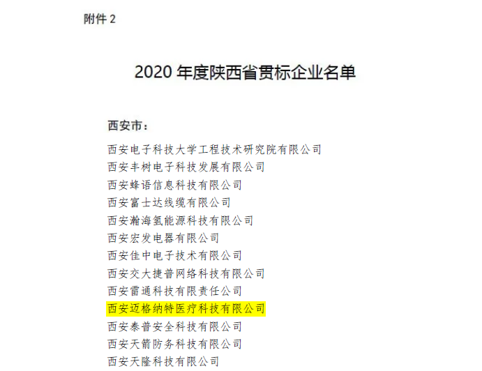 我司喜获2020年度陕西省贯标企业